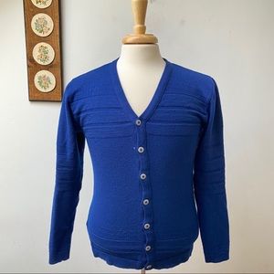 Vintage Wool Blue Knit Cardigan Sweater men’s small
